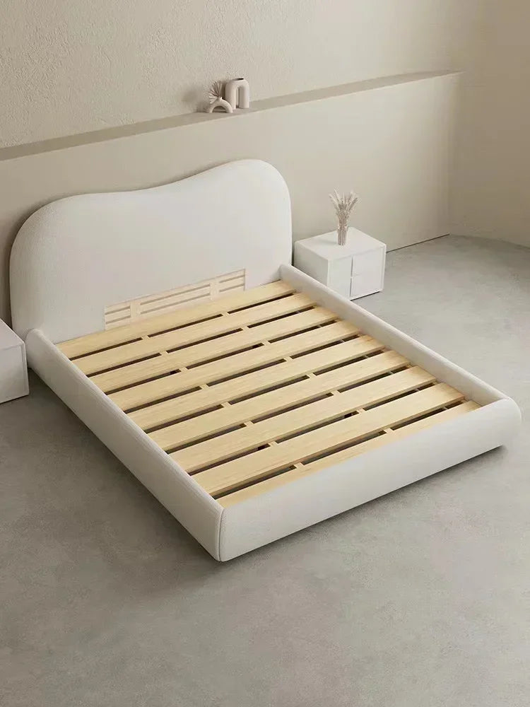 Newest Boucle Fabric Durable Round Headboard Upholstered Bed Queen Size King Size Bedroom Furniture Bed