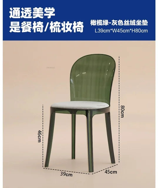 Nordic Acrylic Dining Table Chairs for Home Designer Transparent Chairs Ins Furniture Backrest Desk Chairs Bedroom Makeup Stool