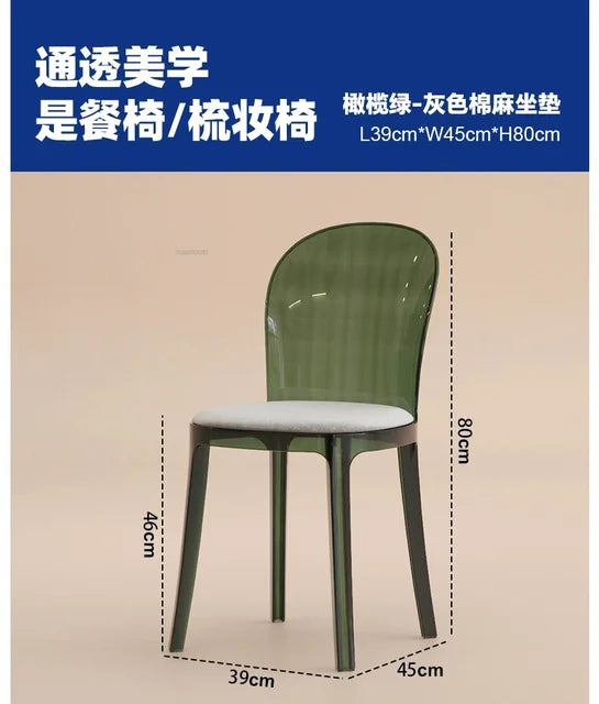 Nordic Acrylic Dining Table Chairs for Home Designer Transparent Chairs Ins Furniture Backrest Desk Chairs Bedroom Makeup Stool
