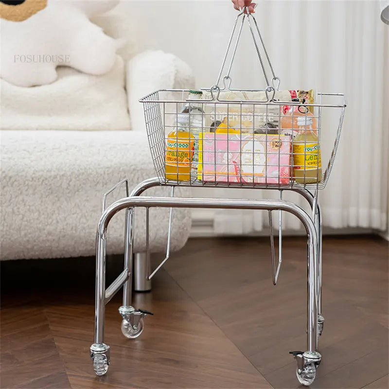 Nordic Metal Coffee Table Modern Minimalist Movable Trolley Creative Sofa Side Table Medieval Corner Table Living Room Furniture