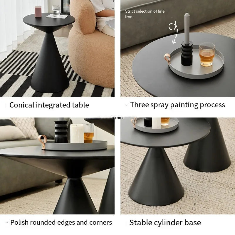Ronde Licht Luxe Metalen Salontafel Woonkamer Meubels Sofa Bijzettafel Een Paar Balkon Theetafel Slaapkamer Nachtkastje