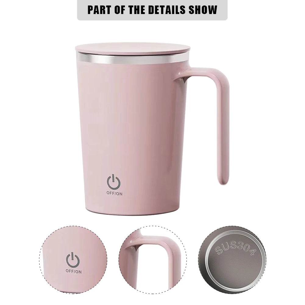 Rotating Magnetic Cup Stainless Steel 400ml Smart Mixer USB Electric Portable Shake Cup Self Stirring Mug for Mixing Coffee/Milk