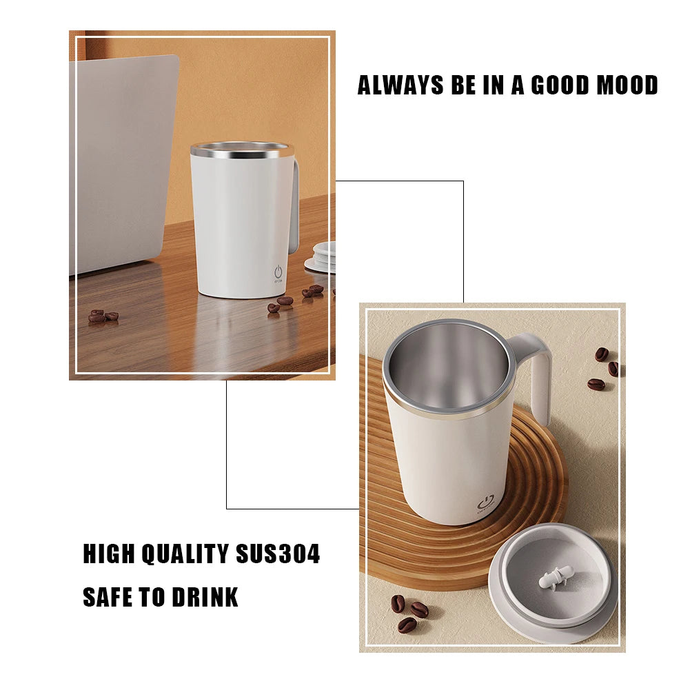 Rotating Magnetic Cup Stainless Steel 400ml Smart Mixer USB Electric Portable Shake Cup Self Stirring Mug for Mixing Coffee/Milk