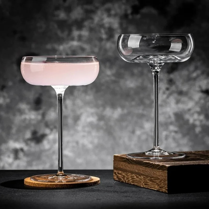 2 Stuks Grote Buik Cocktail Glazen Kopjes Transparant Champagne Glazen Beker Martini Glazen Beker Creatieve Concave Bodem Toren Bekers