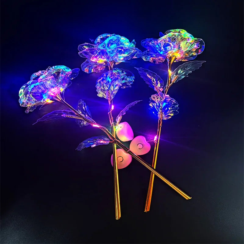 Valentijnsdag Moeder Cadeau 24K Folie Vergulde Rozen Kunstmatige Bloemen Bruiloft Home Decor Liefhebber Verlichting Creatief Interieur Decor