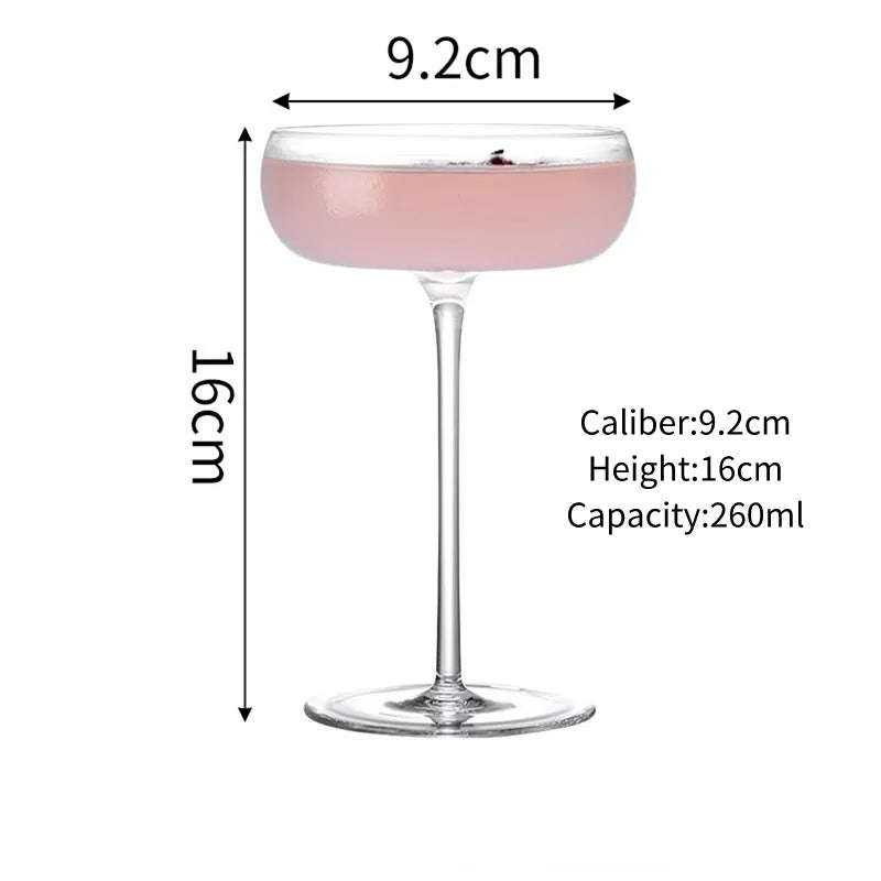 2 Stuks Grote Buik Cocktail Glazen Kopjes Transparant Champagne Glazen Beker Martini Glazen Beker Creatieve Concave Bodem Toren Bekers