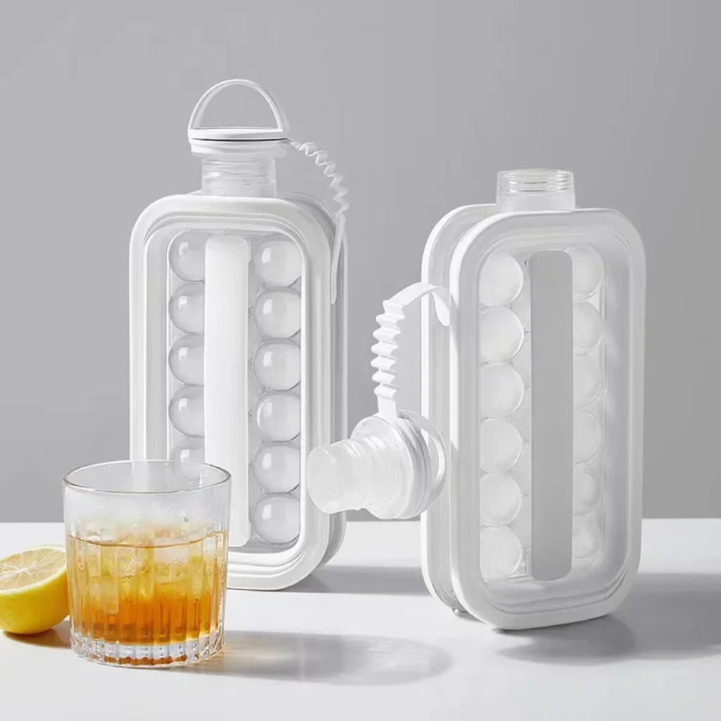 2 In 1 Siliconen Curling Keuken Gadget Creatieve Ijsblokjesbak Hockey Ketel Ijsbal Maker Draagbare Ijsmaker Fles Maakt
