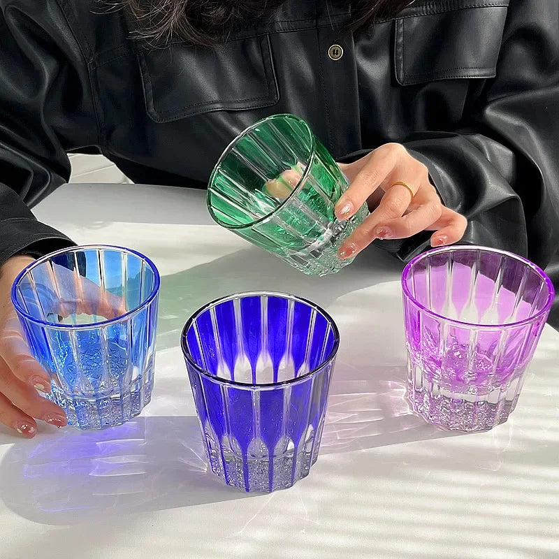 200Ml Star Diamant Geslepen Rock Cup Whisky Cups Huishoudelijke Water Cup Minimalistische Stijl Glas Voor Bar Party Gekleurde Kristallen Glazen Beker