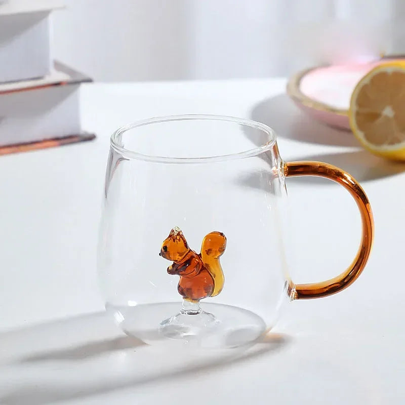 Fatube Creatieve Hoge Borosilicaat Glazen Beker Driedimensionale Dier/Plant Vorm Enkele Laag Koffie Melk Schattige Transparante Beker