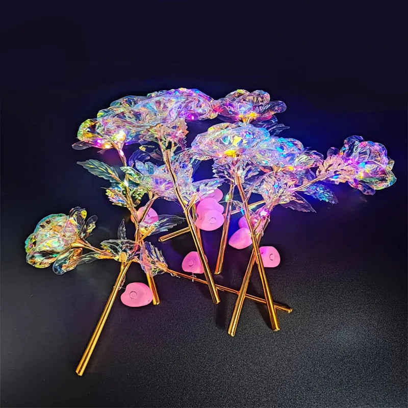 Valentijnsdag Moeder Cadeau 24K Folie Vergulde Rozen Kunstmatige Bloemen Bruiloft Home Decor Liefhebber Verlichting Creatief Interieur Decor