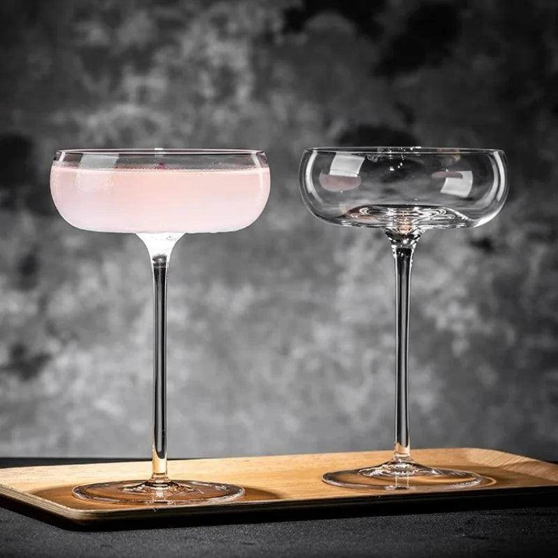 2 Stuks Grote Buik Cocktail Glazen Kopjes Transparant Champagne Glazen Beker Martini Glazen Beker Creatieve Concave Bodem Toren Bekers