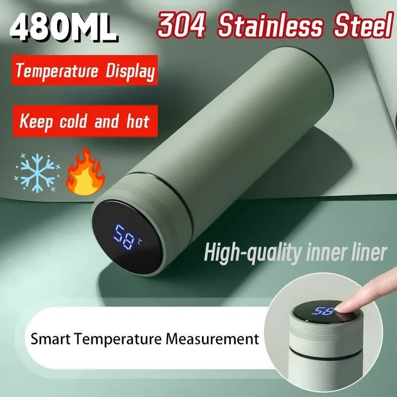 500Ml Slimme Waterfles Rvs Thermos Temperatuur Display Lekvrije Vacuümkolven Koffiekopje Melk Mok Kerstcadeau
