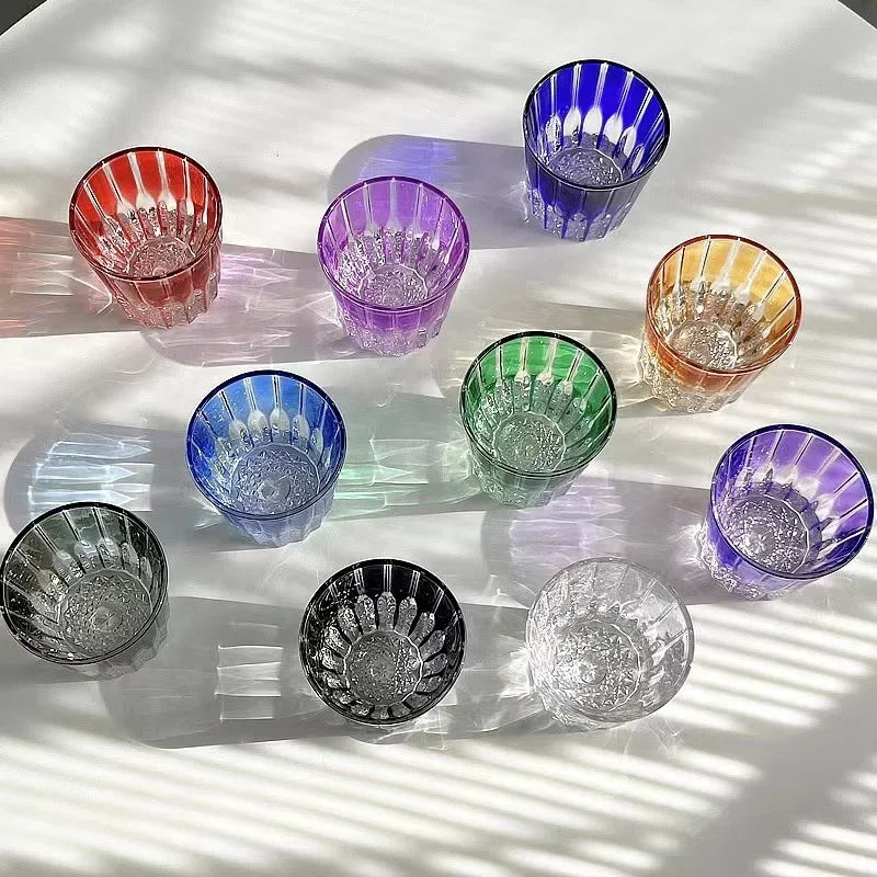 200Ml Star Diamant Geslepen Rock Cup Whisky Cups Huishoudelijke Water Cup Minimalistische Stijl Glas Voor Bar Party Gekleurde Kristallen Glazen Beker
