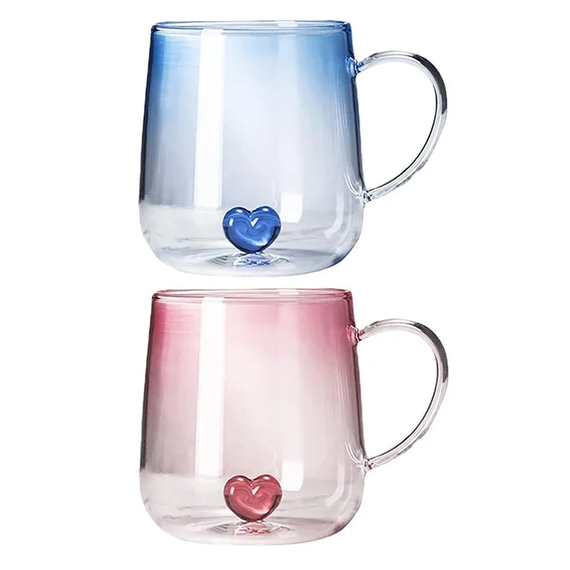 3d Kristal Glas Hart Binnenkop Hoge Borosilicaat Ijskoffie Kopjes Drinkglazen Voor Sap Melk Thee Zomer Drinkwaren