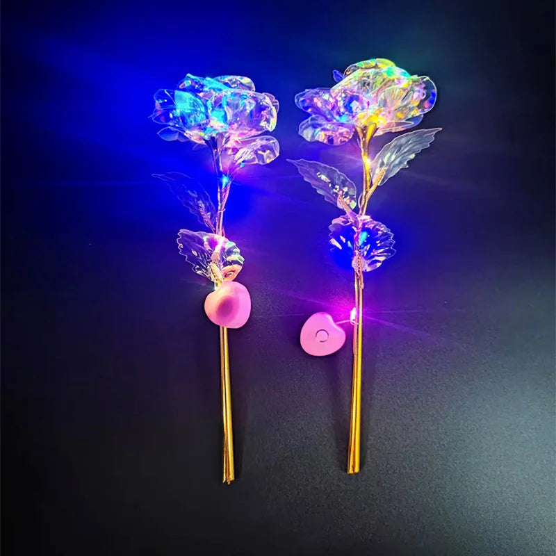 Valentijnsdag Moeder Cadeau 24K Folie Vergulde Rozen Kunstmatige Bloemen Bruiloft Home Decor Liefhebber Verlichting Creatief Interieur Decor