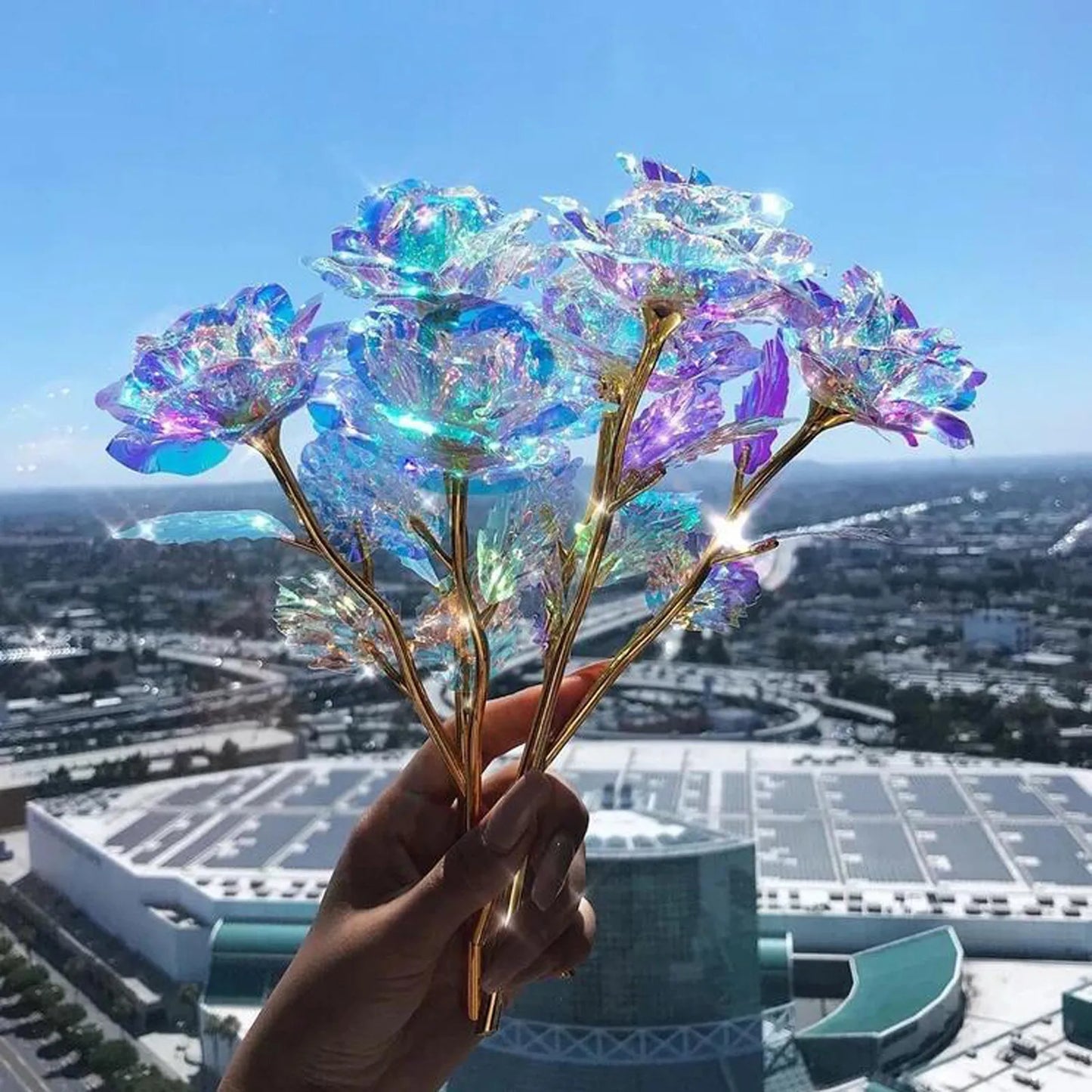 Valentijnsdag Moeder Cadeau 24K Folie Vergulde Rozen Kunstmatige Bloemen Bruiloft Home Decor Liefhebber Verlichting Creatief Interieur Decor