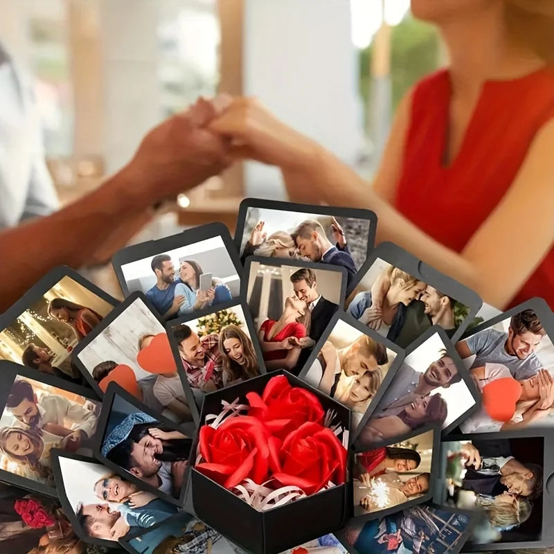Zeshoek Fotoalbum Doos Doe-Het-Zelf Handgemaakte Verrassing Explosie Bekentenis Paar Bruiloft Liefde Verjaardag Valentijnsdag Creatief Geschenk