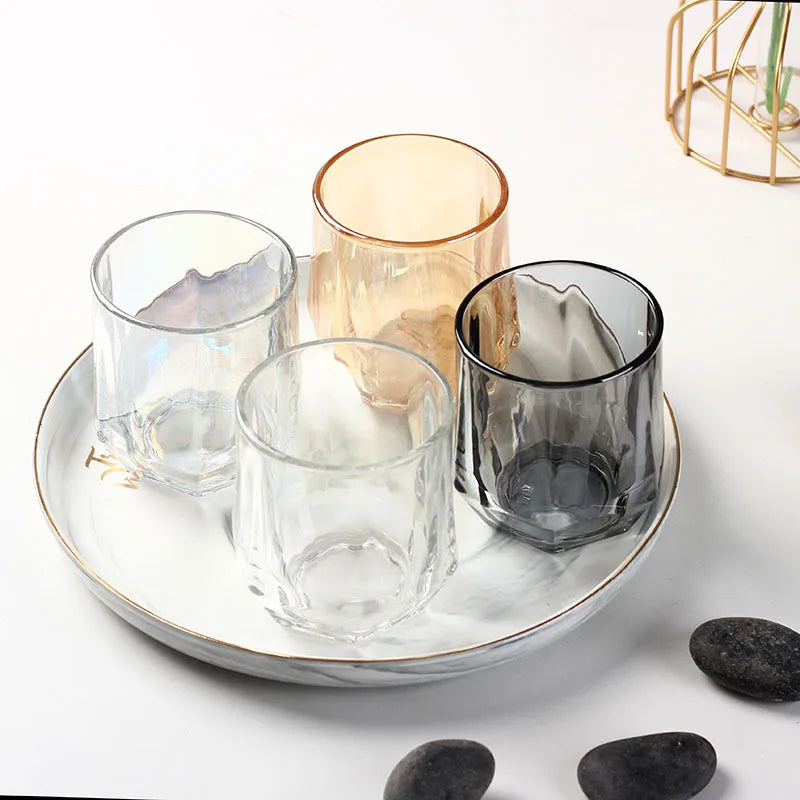 Kleurrijke Zes-Edge Transparant Glas Huishoudelijk Bier Sap Theekop Woonkamer Drinkbeker Casual Kleurrijke Glazen Cuo