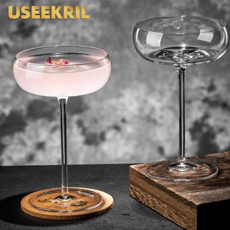 2 Stuks Grote Buik Cocktail Glazen Kopjes Transparant Champagne Glazen Beker Martini Glazen Beker Creatieve Concave Bodem Toren Bekers