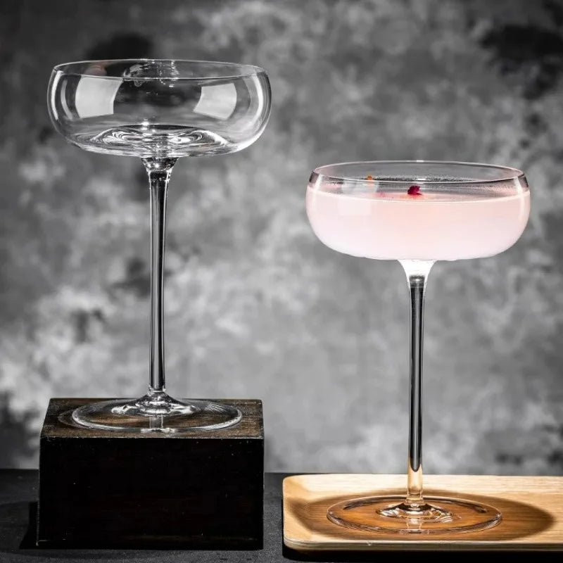 2 Stuks Grote Buik Cocktail Glazen Kopjes Transparant Champagne Glazen Beker Martini Glazen Beker Creatieve Concave Bodem Toren Bekers