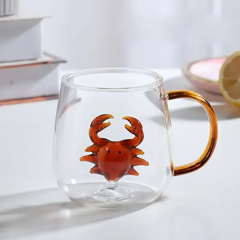 Fatube Creatieve Hoge Borosilicaat Glazen Beker Driedimensionale Dier/Plant Vorm Enkele Laag Koffie Melk Schattige Transparante Beker