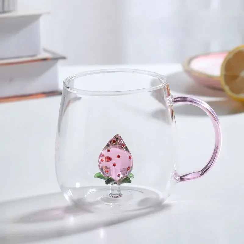 Fatube Creatieve Hoge Borosilicaat Glazen Beker Driedimensionale Dier/Plant Vorm Enkele Laag Koffie Melk Schattige Transparante Beker