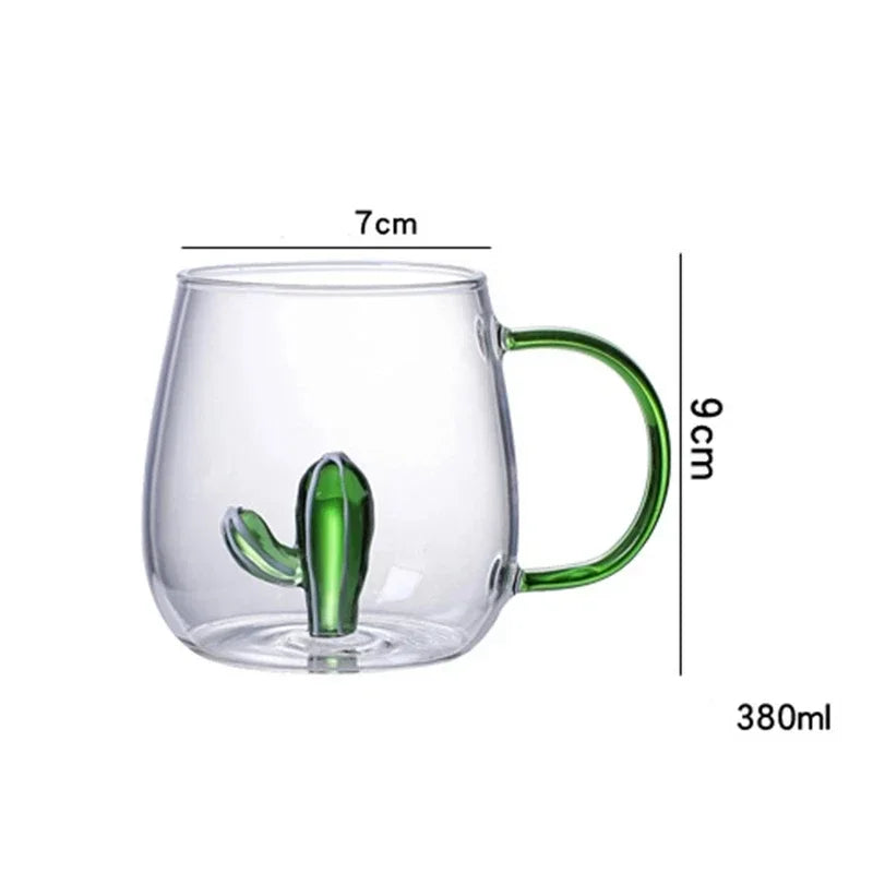 Fatube Creatieve Hoge Borosilicaat Glazen Beker Driedimensionale Dier/Plant Vorm Enkele Laag Koffie Melk Schattige Transparante Beker