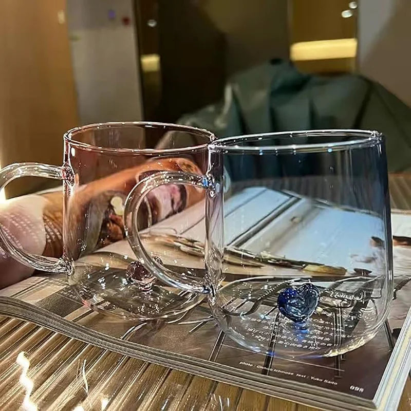 3d Kristal Glas Hart Binnenkop Hoge Borosilicaat Ijskoffie Kopjes Drinkglazen Voor Sap Melk Thee Zomer Drinkwaren