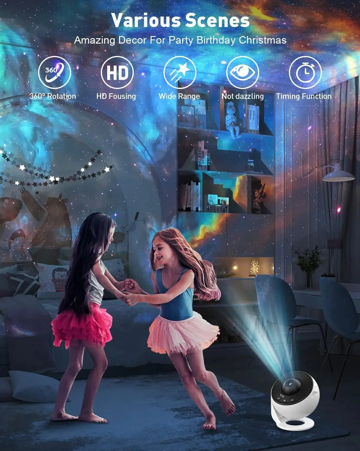 Nachtlampje Galaxy Projector Sterrenhemel Projector 360 ° Roteren Planetarium Lamp Voor Kinderen Slaapkamer Valentijnsdag Cadeau Bruiloft Deco