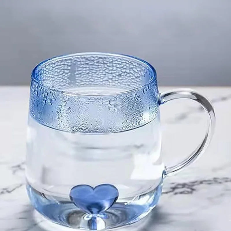 3d Kristal Glas Hart Binnenkop Hoge Borosilicaat Ijskoffie Kopjes Drinkglazen Voor Sap Melk Thee Zomer Drinkwaren