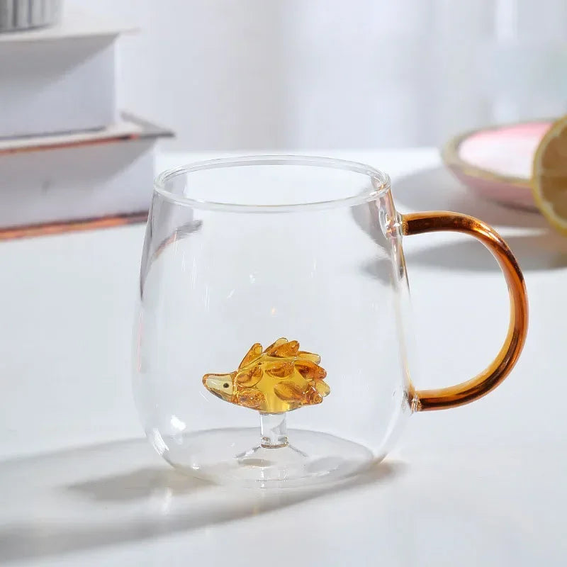 Fatube Creatieve Hoge Borosilicaat Glazen Beker Driedimensionale Dier/Plant Vorm Enkele Laag Koffie Melk Schattige Transparante Beker