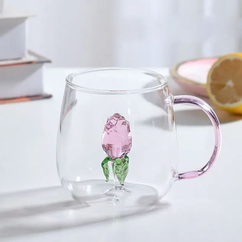 Fatube Creatieve Hoge Borosilicaat Glazen Beker Driedimensionale Dier/Plant Vorm Enkele Laag Koffie Melk Schattige Transparante Beker