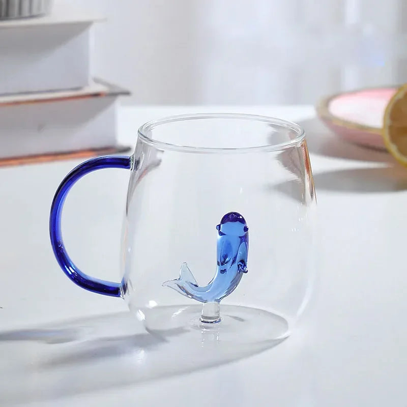 Fatube Creatieve Hoge Borosilicaat Glazen Beker Driedimensionale Dier/Plant Vorm Enkele Laag Koffie Melk Schattige Transparante Beker