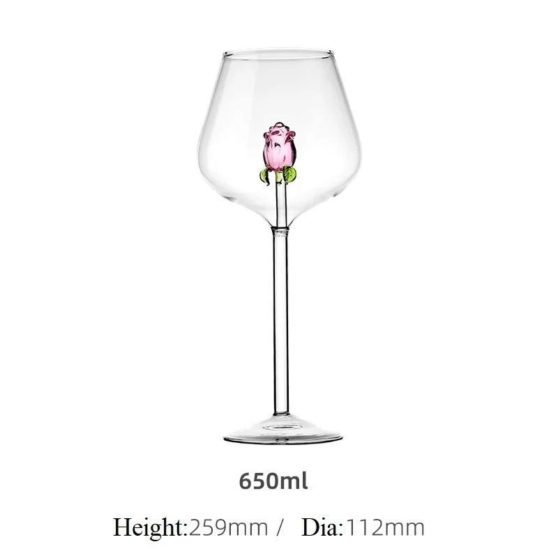Creatieve Rode Witte Wijnglazen 3d Roze Glazen Roos Ingebouwde Beker Glaswerk Bekers Champagne Fluit Huishouden Mooi Cadeau