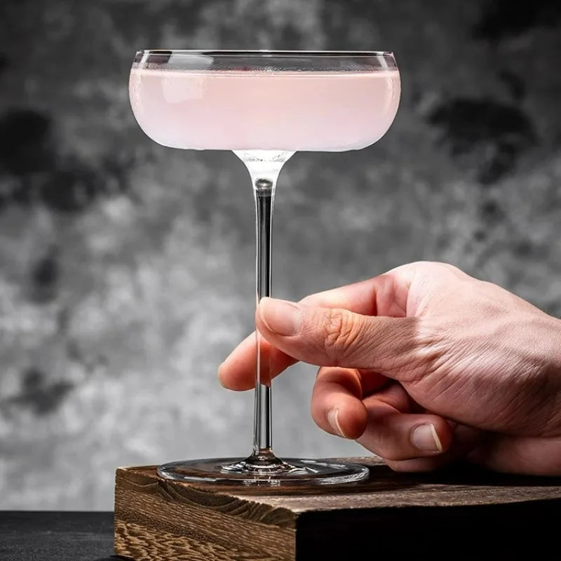2 Stuks Grote Buik Cocktail Glazen Kopjes Transparant Champagne Glazen Beker Martini Glazen Beker Creatieve Concave Bodem Toren Bekers