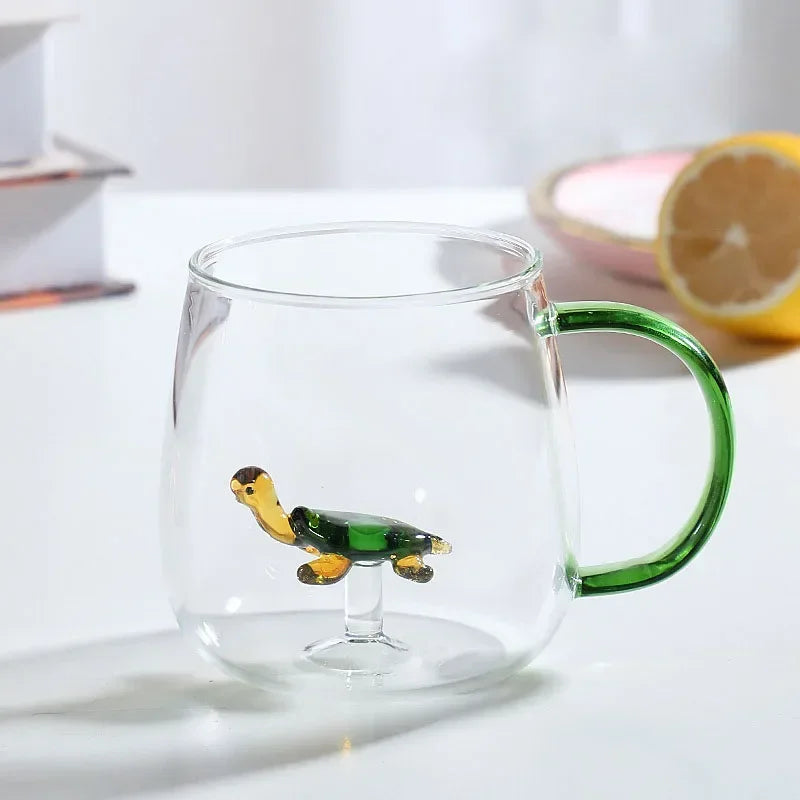 Fatube Creatieve Hoge Borosilicaat Glazen Beker Driedimensionale Dier/Plant Vorm Enkele Laag Koffie Melk Schattige Transparante Beker