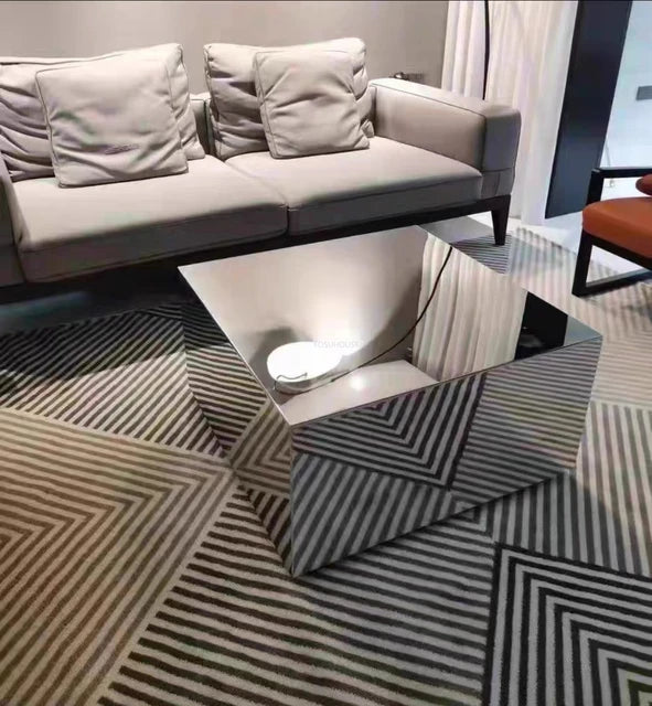 Stainless Steel Mirror Coffee Tables Luxury Living Room Furniture Nordic Designer Corner Table Home Sofa Side Table Decoration