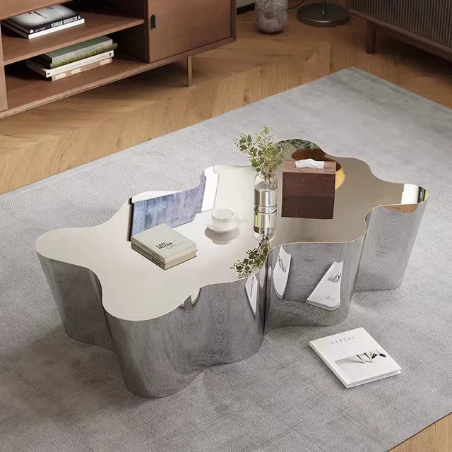 Stainless Steel Mirror Coffee Tables Luxury Living Room Furniture Nordic Designer Corner Table Home Sofa Side Table Decoration