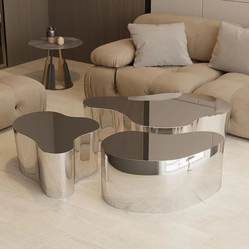 Stainless Steel Mirror Coffee Tables Luxury Living Room Furniture Nordic Designer Corner Table Home Sofa Side Table Decoration