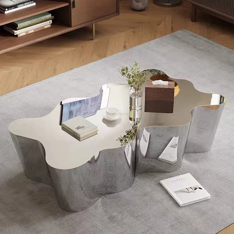 Stainless Steel Mirror Coffee Tables Luxury Living Room Furniture Nordic Designer Corner Table Home Sofa Side Table Decoration
