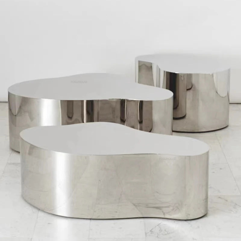 Stainless Steel Mirror Coffee Tables Luxury Living Room Furniture Nordic Designer Corner Table Home Sofa Side Table Decoration