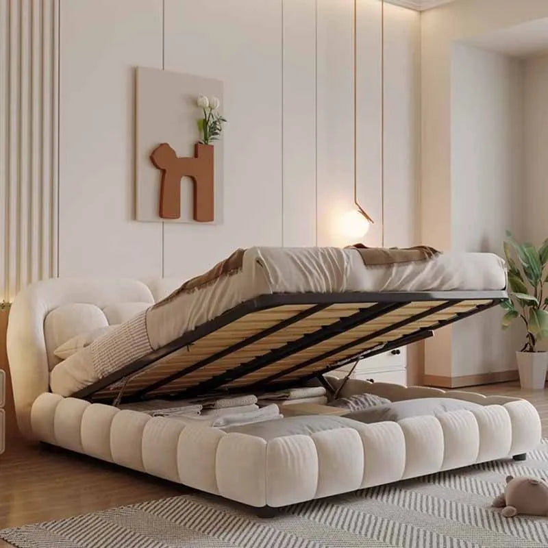 Storage Unique Beds Modern Luxury Queen Sized Bed Organizer Frames Headboard Lit Intelligent Multifonctions Home Decoration