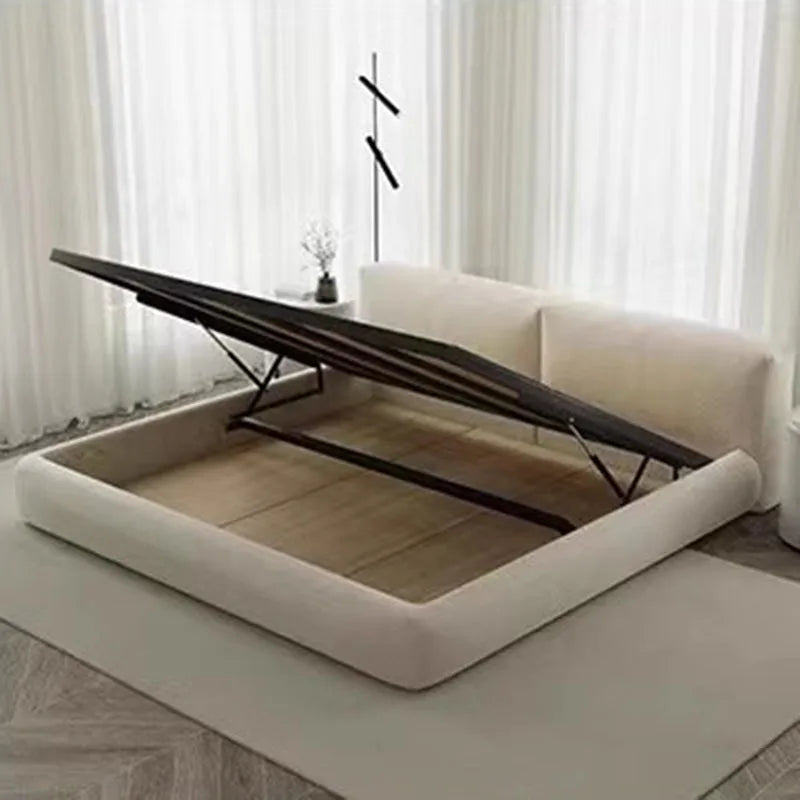 Villa High End Double Bed Frame Designer White Modern Headboard Twin Bed Frame Platform Safe Cama Box Casal Home Furniture