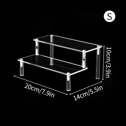 1-3 Tier Acrylic Display Stand Rack Transparent Display Riser Storage Racks Cupcake Dessert Perfume Doll Figures Organizer Shelf