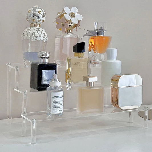 1-3 Tier Acrylic Display Stand Rack Transparent Display Riser Storage Racks Cupcake Dessert Perfume Doll Figures Organizer Shelf