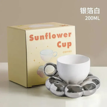 200ml Ceramic Mug Cute Cloud Decorative Plate Coffee Cup Set Creative Ceramic Cup Gift Box Modern Living Room Home Decoration