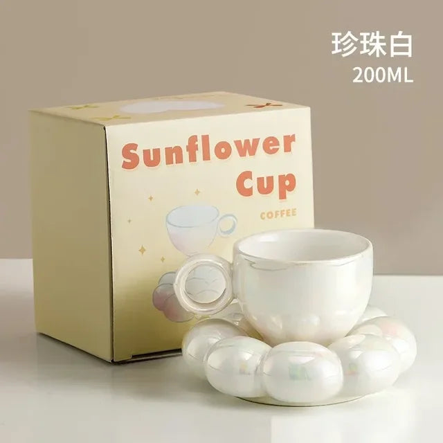 200ml Ceramic Mug Cute Cloud Decorative Plate Coffee Cup Set Creative Ceramic Cup Gift Box Modern Living Room Home Decoration