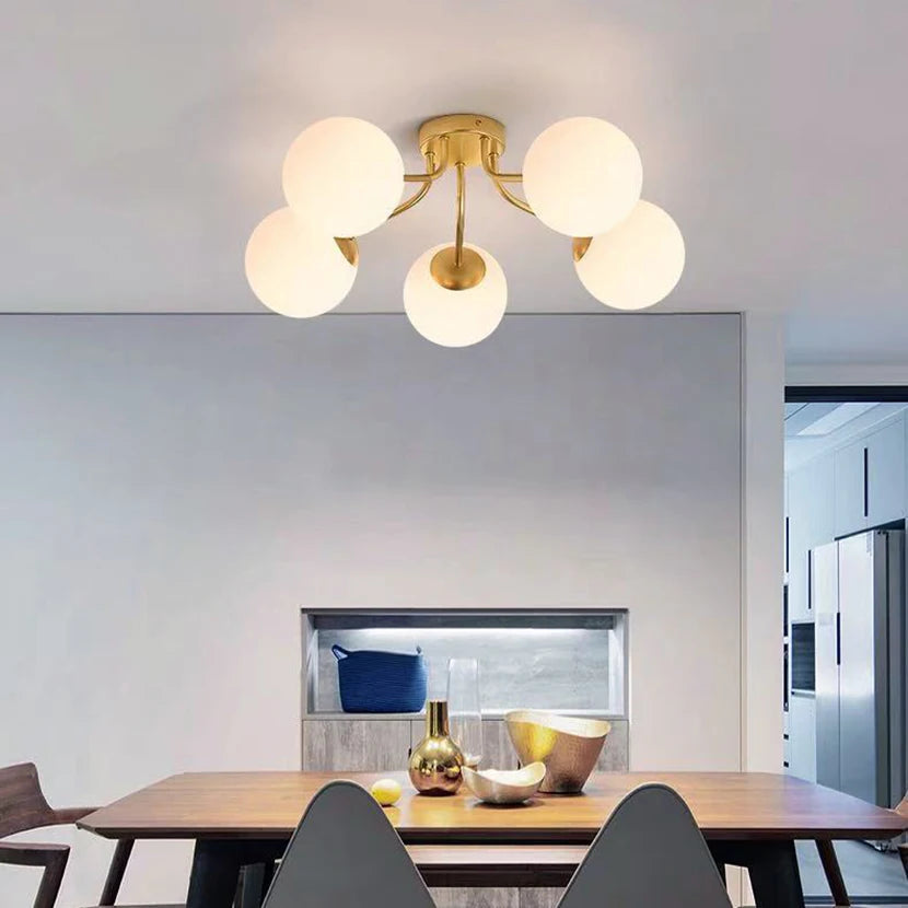 2024 LED Glass Ball Ceiling Lights for Live Sleep House Pendant Hanging Lamp Nordic Living Room Bedroom Chandelier Milk White