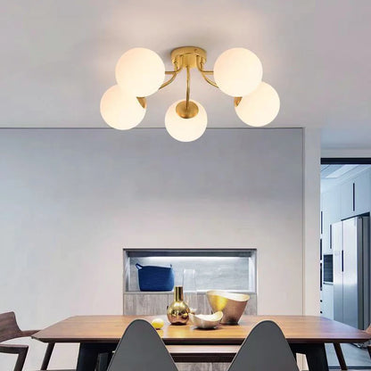 2024 LED Glass Ball Ceiling Lights for Live Sleep House Pendant Hanging Lamp Nordic Living Room Bedroom Chandelier Milk White