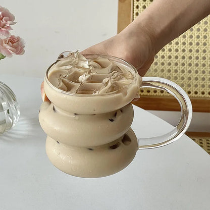 350/400ml Clear Heat Resistant Glass Coffee Mug Glass Latte Cup Milk Water Cocktail Glass Cup Dropshipping Small Niche Design